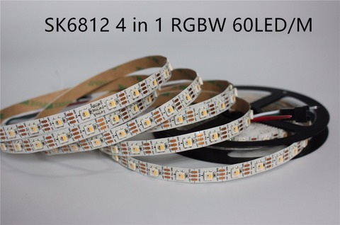 Модифицируемая Светодиодная лента SK6812 RGBW RGBWW RGBNW, 4 цвета в 1, водостойкая IP20, 60 светодиодов/пикселей/м, 5 В, аналог WS2812B, 5 м ► Фото 1/5