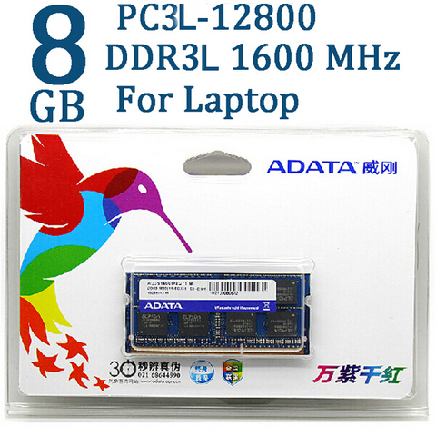 ADATA DDR3 DDR3L 4 ГБ, 8 ГБ, 1600 МГц, оперативная память, 204 контактов, SO-DIMM 1333, PC3L-12800 PC3 для ноутбуков Acer, SAMSUNG, Dell, HP, Lenovo, ThinkPad ► Фото 1/6