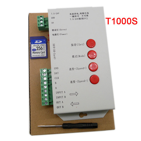 Светодиодный ленточный светильник T1000S, 128 пикселей, для sd-карты, DC5 ~ 24 В, для WS2801 WS2811 WS2812B LPD6803, светодиодный светильник 2048 ► Фото 1/5