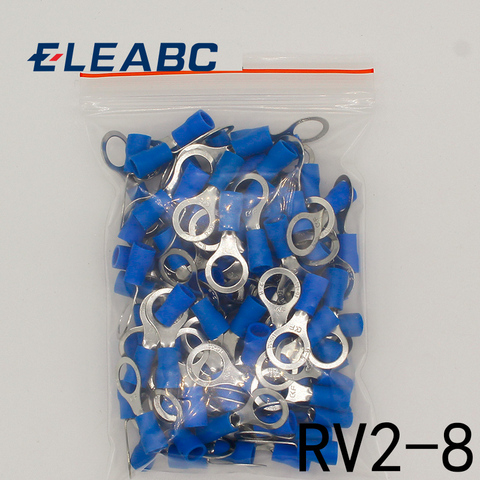 RV2-8 синий кольцевой изолированный клеммный кабель провод разъем 100 шт./упак. костюм 1,5-2,5 мм кабель Электрический обжимной терминал RV2.5-8 RV ► Фото 1/2