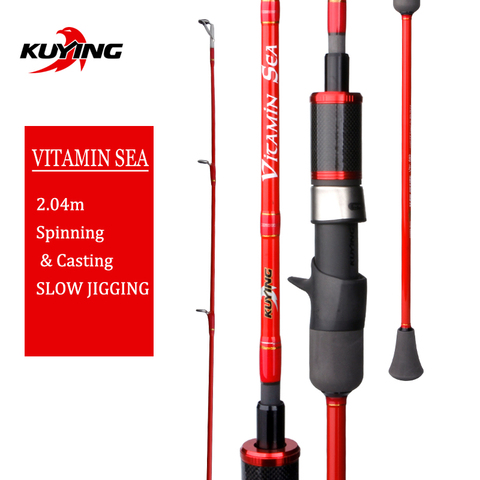 Карбоновое спиннинговое удилище KUYING VITAMIN SEA, 1 секция, 2,04 м, 6 '8 дюймов, для забрасывания приманки, для медленного джиггинга, удочка, трость, вин... ► Фото 1/5