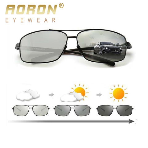 Солнцезащитные очки AORON мужские фотохромные, поляризационные классические прямоугольные солнечные очки UV400, с дужками из алюминия и магния ► Фото 1/6