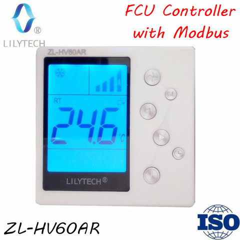 ZL-HV60AR, Modubs FCU контроллер, RS485 термостат, Modbus термостат, фанкойл контроллер, ГРУ термостат rs485, Lilytech ► Фото 1/3