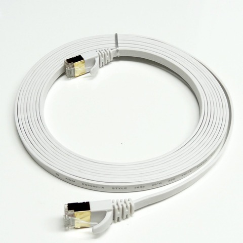 Сетевой Ethernet-Кабель 50 футов, 15 м, CAT7, RJ45, для маршрутизатора, переключателя, позолоченный сетевой кабель cat7, RJ45 8P8C, позолоченный штекер ► Фото 1/6
