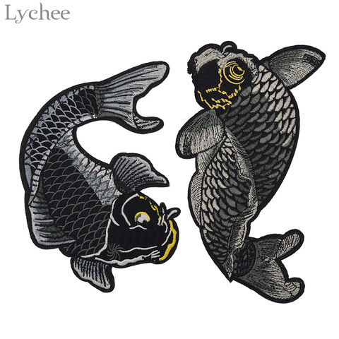 Lychee Life 1 комплект вышитых пластырей Koi Fish, вышитый Железный пластырь для аппликации на одежду, аксессуары ручной работы для шитья ► Фото 1/6