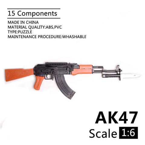 1:6 AK-47 Штурмовая винтовка 1/6 пистолет в сборе, модель в сборе, пластиковое оружие для солдата 1/6, военные строительные блоки, игрушка ► Фото 1/6