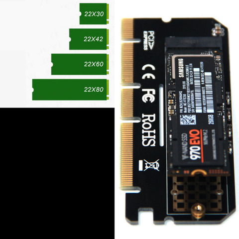 Новое поступление алюминиевый сплав оболочка Led карта расширения компьютерный адаптер Интерфейс M.2 NVMe SSD для PCIE 3,0 X16 ► Фото 1/6