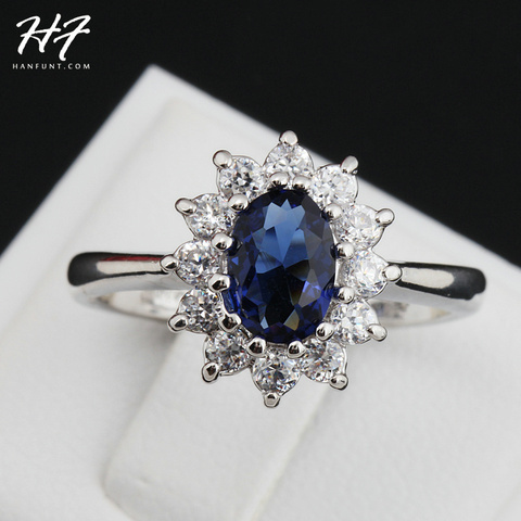 Кольцо серебряного цвета с голубым кристаллом, ювелирное изделие с AAA + фианитом, 5 разных размеров, горячая Распродажа R076 ► Фото 1/6