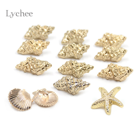 Lychee Life 10 шт./лот Металлическая пуговица для шитья Скрапбукинг морская серия блестящие бриллиантовые декоративные пуговицы для джинсов ► Фото 1/6