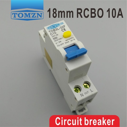 TOB3L-32F 18 мм RCBO 10A 1P + N 6KA выключатель остаточного тока с защитой от перегрузки по току и утечки ► Фото 1/6