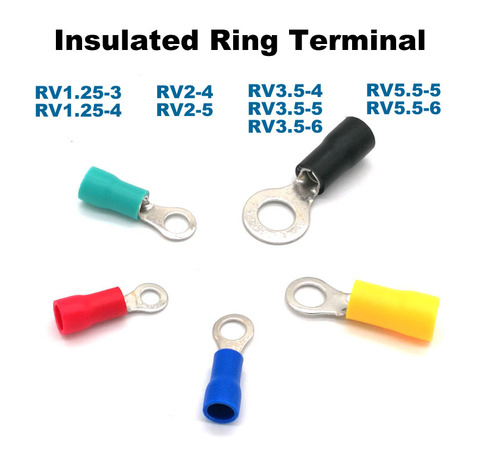 50 шт. кольцевая ОБЖИМНАЯ Изолированная клемма, электрический соединитель провода RV1.25-3 1,25-4 2-4 2-5 3,5-5 3,5-6 5,5-5 5,5-6 кабельных наконечников ► Фото 1/6