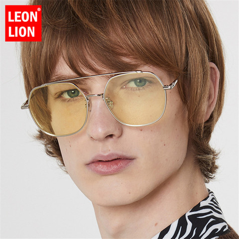Солнечные очки LeonLion в ретро стиле для мужчин и женщин, роскошные зеркальные винтажные солнцезащитные аксессуары для вождения, 2022 ► Фото 1/6