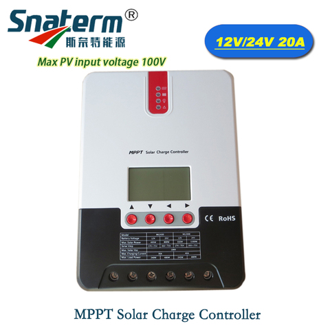 Горячая продажа 20A 12V24V автоматический MPPT Солнечный контроллер заряда с ЖК-дисплеем солнечное зарядное устройство регулятор Макс PV входное напряжение 100 в ► Фото 1/6