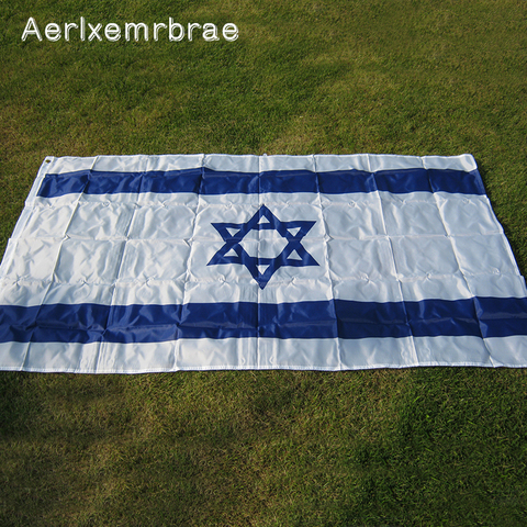 Бесплатная доставка! Aerlxemrbrae флаг Израиль флаг 3*5 футов. Большие баннеры из полиэстера 90*150 см .. Исрил баннер, флаг ► Фото 1/5