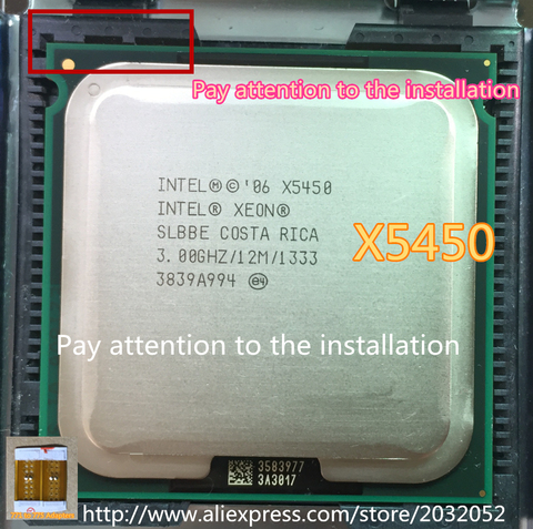 Оригинальный процессор intel Xeon X5450 3,0 ГГц/12 МБ/1333, близок к процессору LGA771 Core 2 Quad Q9650 (два адаптера 771-775) ► Фото 1/3