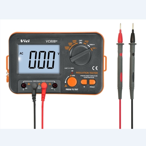 VICI VC60B + цифровой тестер сопротивления изоляции, электронный Megger DC/AC 0,1 ~ 2000m Ом MegOhm метр ЖК-Вольтметр DVM 1000V ► Фото 1/6