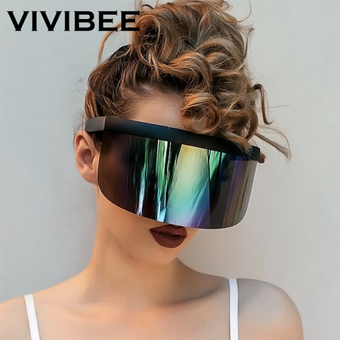 VIVIBEE Nicki Minaj женские солнцезащитные очки с козырьком 2022 трендовый продукт зеркальные забавные солнцезащитные очки UV400 Модные оттенки ► Фото 1/6