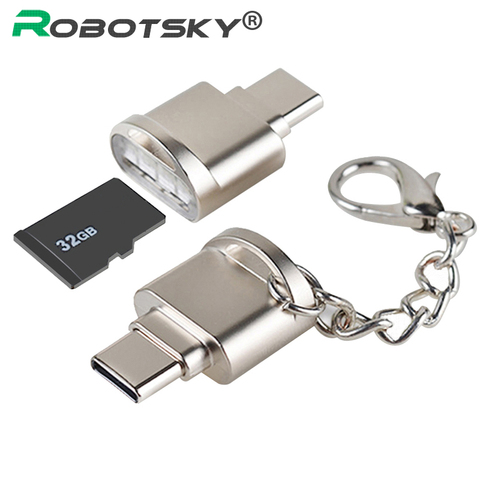 Кардридер USB Type C, USB3.1 Type-C OTG адаптер, поддержка Micro SD TF кардридер с цепочкой для Samsung Galaxy ► Фото 1/6