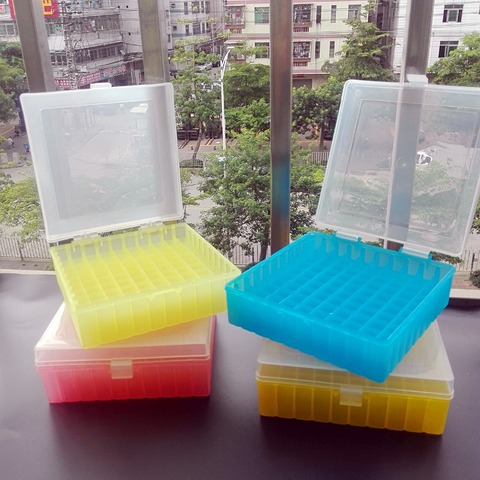 Лабораторная пластиковая коробка для текстовой трубки 2 мл, 1,5 мл 1,8 мл, трубки для криоппрессования с соединительной крышкой, стойка для трубки, синий, красный, желтый ► Фото 1/6