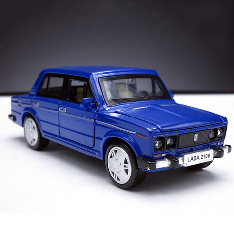 Русский автомобиль LADA 1/32 из сплава 2106, классический литая металлическая литая задняя музыкальная машинка, игрушки для детей ► Фото 1/6