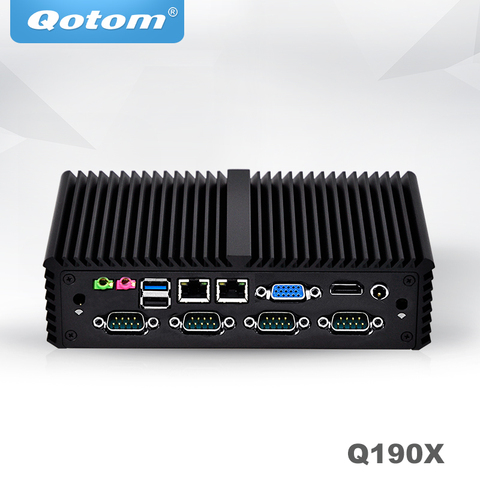 Мини-компьютер Qotom Q190X без вентилятора, мини-компьютер J1900 J1800 с поддержкой Ubuntu, 7rs232, две LAN, Linux ► Фото 1/6