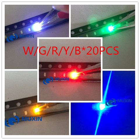 5 видов цветов X20 шт = 100 шт SMD 0603 led супер яркий красный/зеленый/синий/желтый/белый прозрачный светодиод Бесплатная доставка! Комплект ► Фото 1/6