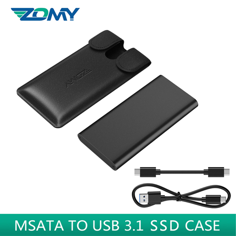 ZOMY mSATA Usb 3,1 SSD чехол Портативный Алюминий 3*3/3*5 10 Гбит/с, черный корпус внешнего жесткого диска мобильный твердотельный диск HD6012 ► Фото 1/6