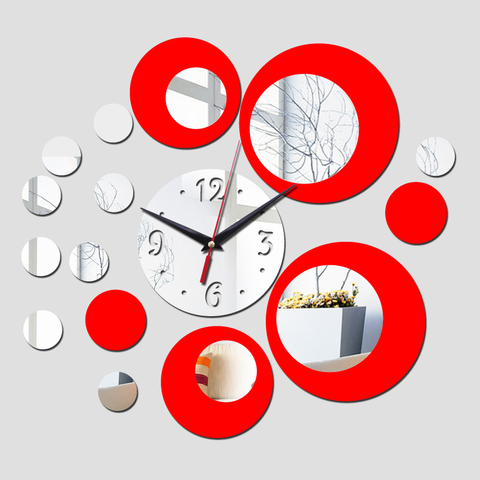 2016 новое поступление, кварцевые акриловые настенные часы с большим цветком серебристого цвета, Роскошные 3d зеркальные часы с режимом rn, бес... ► Фото 1/6