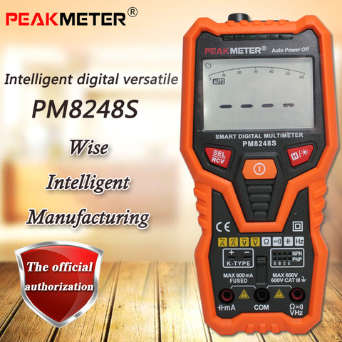 Цифровой мультиметр PEAKMETER PM8248S, интеллектуальный Измеритель сопротивления, емкости, частоты, температуры, true RMS ► Фото 1/1