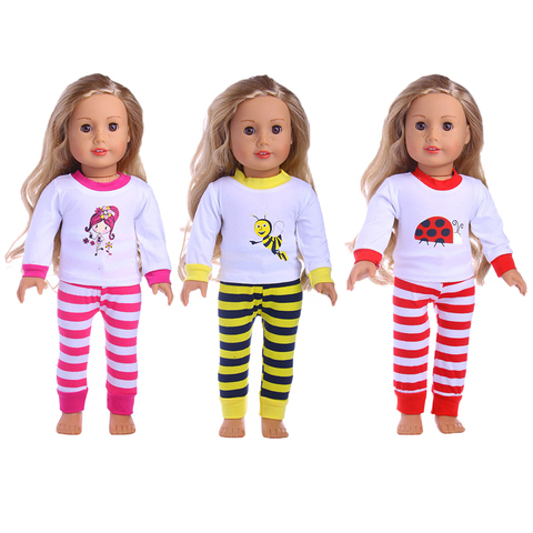 Семейная кукла, пижама и ночная рубашка с милым рисунком, подходит для 18-дюймовой американской куклы и куклы рожденной 43 см, аксессуары для п... ► Фото 1/3