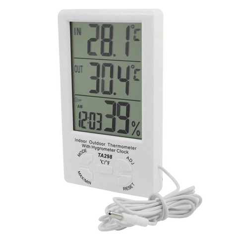 New Indoor Outdoor LCD Digital Solar Temperature Meter Humidity Thermometer Time Clock with Outdoor Temperature Sensor TA298 ► Фото 1/1