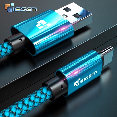 Кабель USB Type-C TIEGEM для One Plus 6, 5t, быстрая зарядка QC3.0, USB C, быстрая зарядка, зарядный USB-кабель для Samsung Galaxy S9, S8 Plus ► Фото 1/6