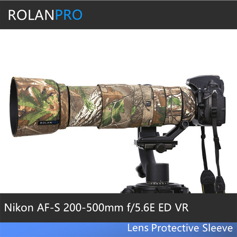Защитный чехол для объектива ROLANPRO, камуфляжный чехол-накладка для Nikon, 200-500 мм, f/5.6E, ED, VR ► Фото 1/6