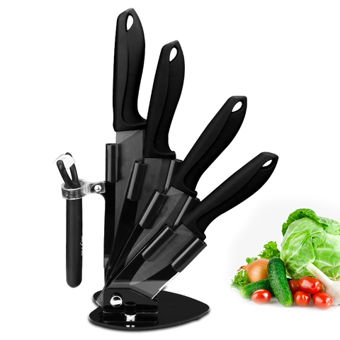 Керамические кухонные ножи с держателем, 6 шт. в комплекте, 3 