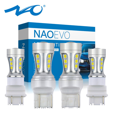 NAO T20 LED W21/5W DRL для автомобиля 7443 красный стоп-сигнал W21W 7440 Автомобильный задний фонарь ing 12V 3030 18SMD Автомобильная Янтарная сигнальная лампа ► Фото 1/1