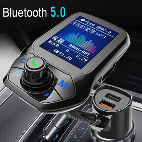 Автомобильный MP3 музыкальный плеер JINSERTA 2022 Bluetooth 5,0 приемник FM-передатчик двойной USB QC3.0 зарядное устройство U-диск/TF карта без потерь музыки ► Фото 1/6
