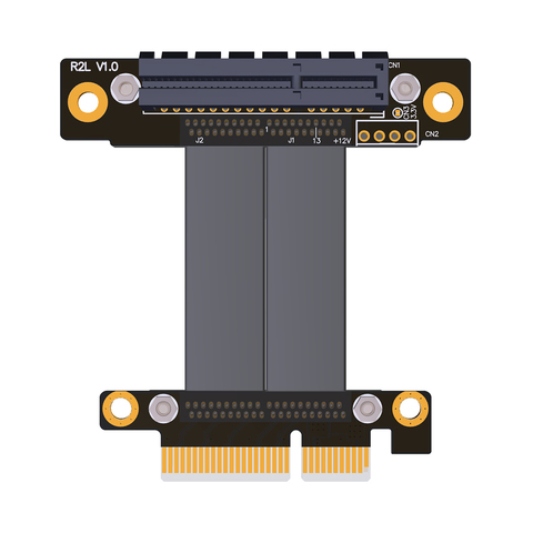 Удлинительный кабель PCIe 3,0x4, PCI Express 4x Graphics SSD, удлинитель, переходная карта, кабели, вертикальные 90 градусов R22SL / 270 градусов R22SR ► Фото 1/5