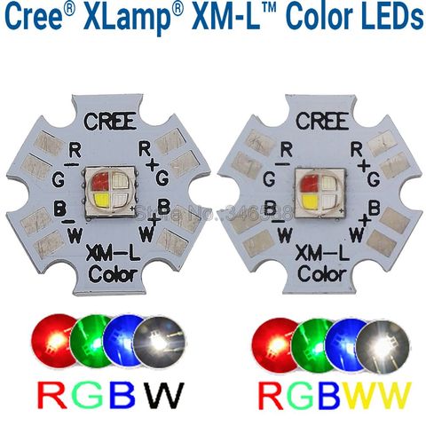 Светодиодный излучатель Cree XLamp XM-L XML RGBW, 10 Вт, RGB белый или RGB теплый белый цвет, высокая мощность, 4 чипа, 20 мм, Star PCB Board ► Фото 1/6