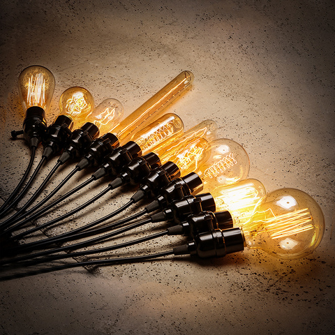 Ретро лампа Эдисона E27 40 Вт ST64 G80 G95 T45 лампа накаливания с нитью накаливания лампа Эдисона винтажные лампы ► Фото 1/6