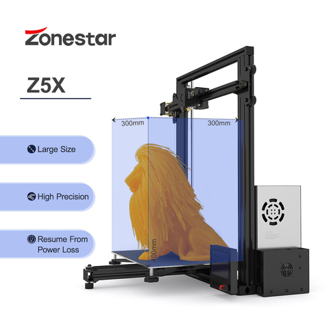 Большой Высокоточный ультратихий простой в установке 3D принтер ZONESTAR серии Z5X с дополнительной двойной экструзией и разными цветами ► Фото 1/6
