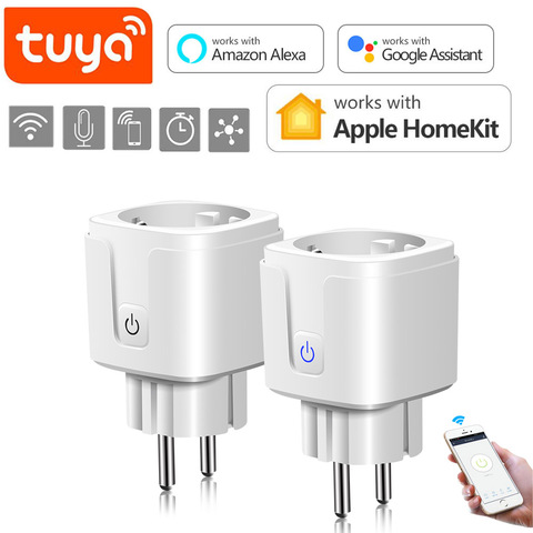 Умная лампа Tuya, Wi-Fi вилка и для Apple Homekit, Bluetooth, домашняя светодиодная лампа, умная розетка, совместимая с Amazon Alexa Google Home ► Фото 1/6