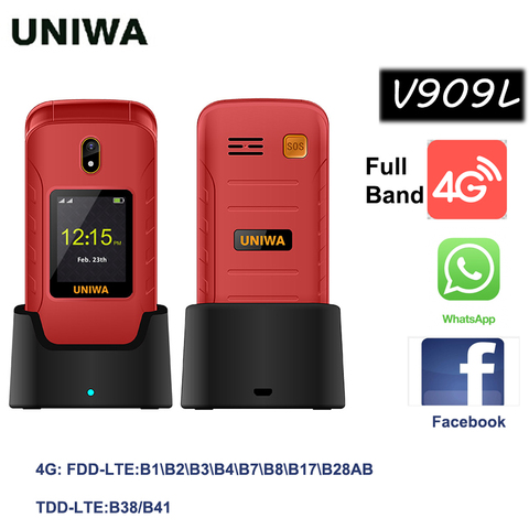 UNIWA V909L 4G Полнодиапазонный мобильный телефон Android OS 1 ГБ ОЗУ 8 Гб ПЗУ Флип Мобильный телефон MTK четырехъядерный WIFI Bluetooth раскладушка ► Фото 1/1