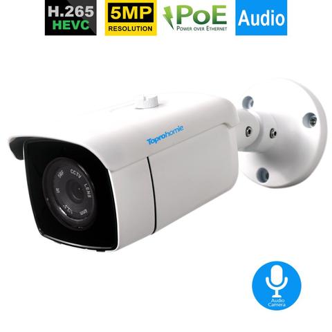 Камера видеонаблюдения TOPROHOMIE H.265, камера безопасности с аудиозаписью, 48 В, 5 МП, POE, IP, Onvif ► Фото 1/5