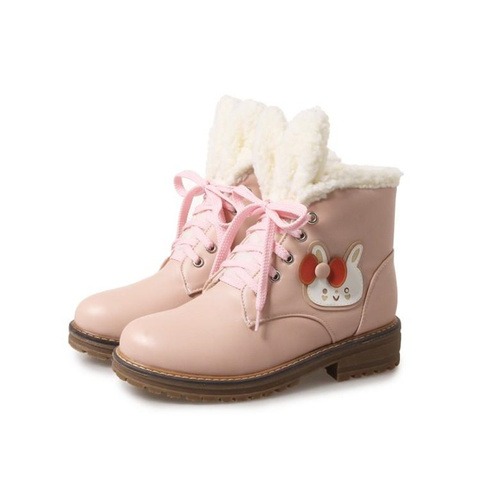 Милые короткие ботинки на платформе с кроликом, зимняя обувь в стиле девушки Мори, Лолиты, принцессы, Лолиты, японской милой Лолиты ► Фото 1/6