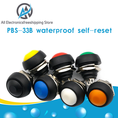 12 мм PBS-33B водонепроницаемый мгновенный Выкл кнопка Swithch Круглый мини-выключатель ► Фото 1/6