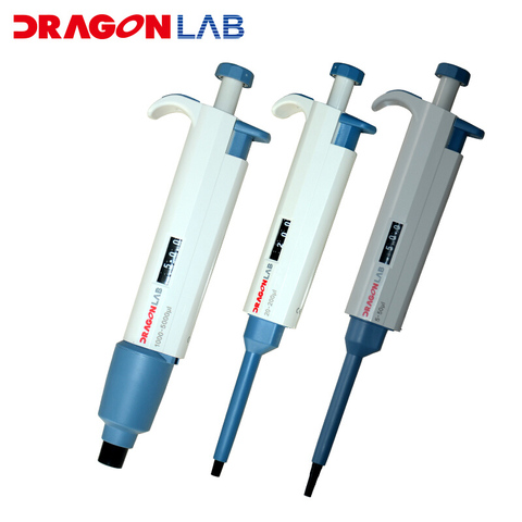 Механический дозатор DLab, одноканальный Регулируемый громкость-TopPette Dragon lab Pipettor Pipet 20-200ul/100-1000ul с наконечниками ► Фото 1/5