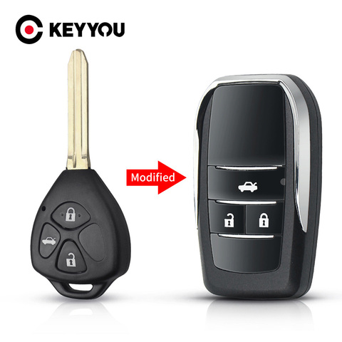 KEYYOU 2 3 кнопочный откидной складной чехол для автомобильного ключа с дистанционным управлением для Toyota Corolla RAV4 Camry Avlon Scion, модифицированный, ... ► Фото 1/6