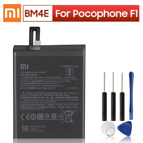 Оригинальный сменный аккумулятор XIAOMI BM4E для Xiaomi MI Pocophone F1 Poco F1 Оригинальный аккумулятор для телефона 4000 мАч ► Фото 1/6