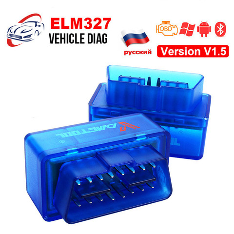 Сканер ELM327 OBD2, сканер ELM327 Bluetooth ELM 327 1,5/2,1, считыватель кодов с одной печатной платой, автомобильный диагностический инструмент для Android и Windows ► Фото 1/6