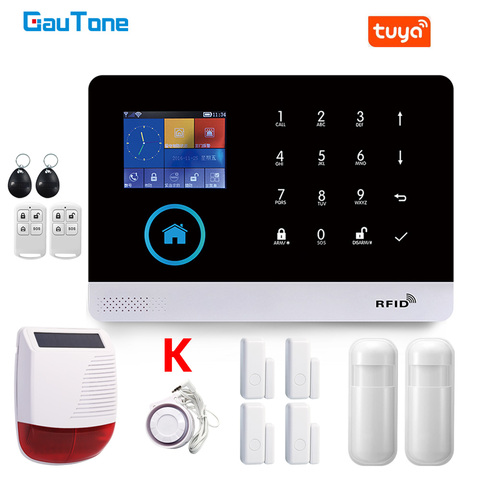 Система сигнализации GauTone для умного дома, Wi-Fi GSM, с датчиком движения, беспроводная сирена, ночное видение, IP-камера с поддержкой Alexa ► Фото 1/6